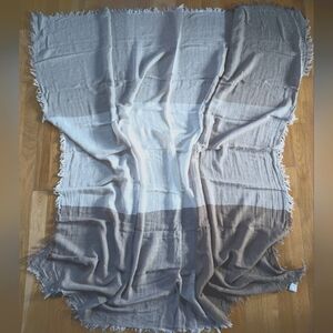 Beige and White Fringed Wrap